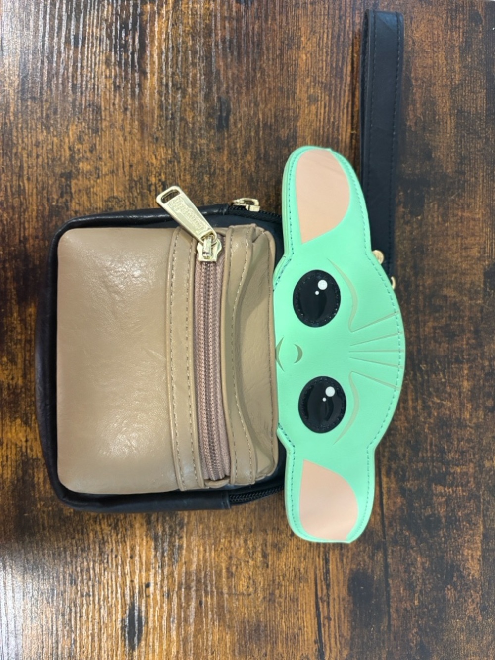 Mint Baby Yoda Grogu Wristlet Wallet with Tan Pouch